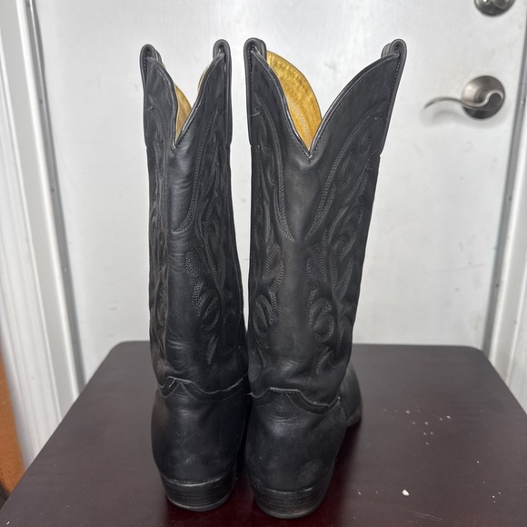 Rudel Western Cowboy Men's Size 9 EE Leather Boots Black Embroidered Stitched - Picture 3 of 9